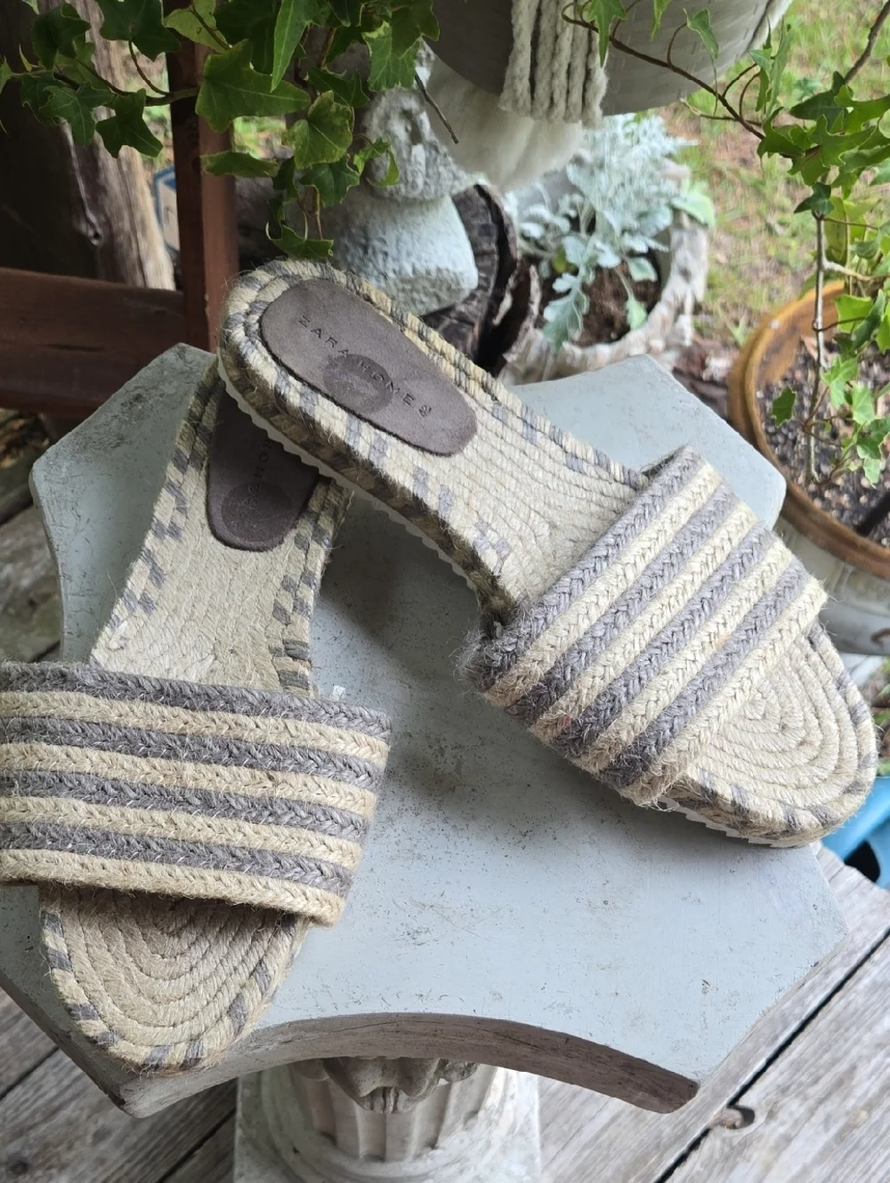 Zara Home Gray Stripe Slide On Espadrille Size EU42 US11